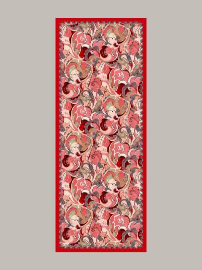 Mihrimah Koleksiyonu - Kızıl Tuğra Tek Taraf Şal - 5