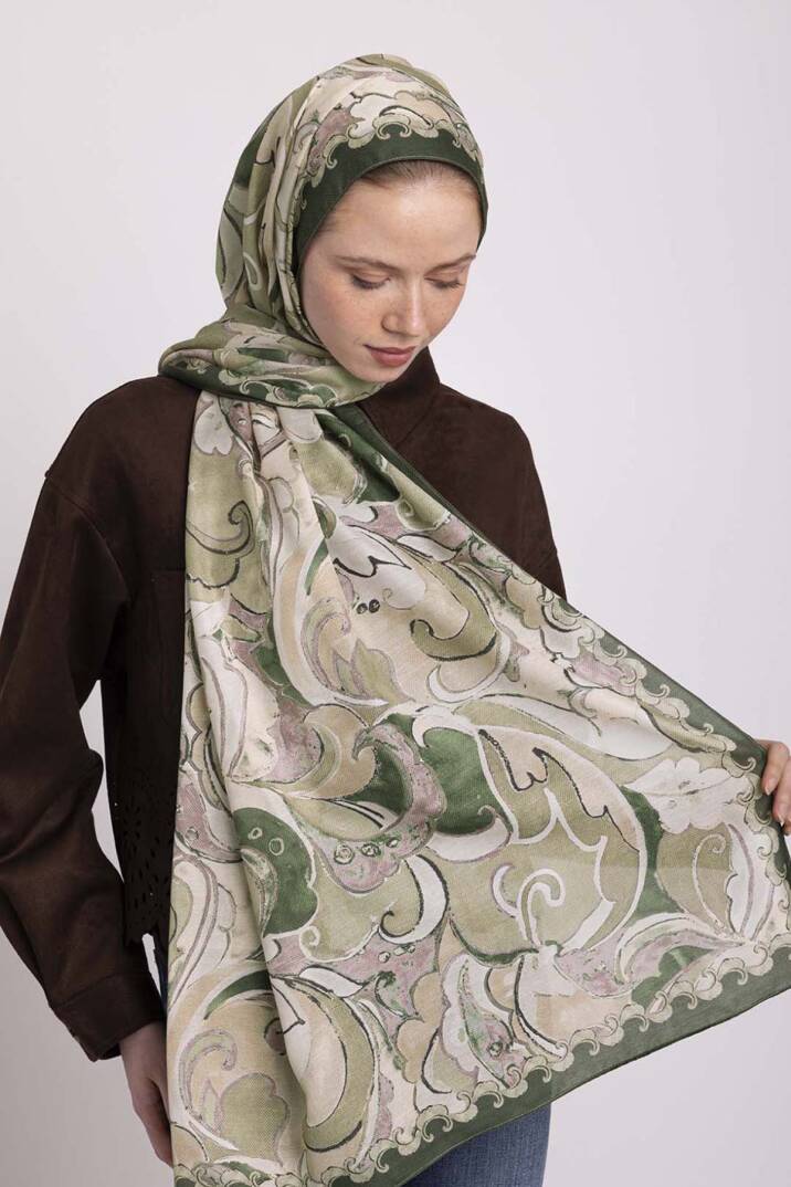 Mihrimah Koleksiyonu - Revak Yeşili Tek Taraf Şal - 2