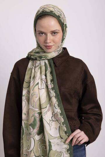 Mihrimah Koleksiyonu - Revak Yeşili Tek Taraf Şal - 4