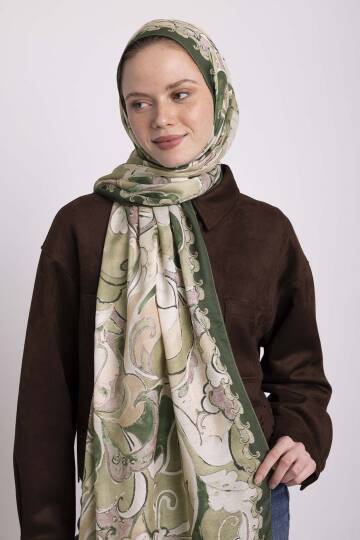 Mihrimah Koleksiyonu - Revak Yeşili Tek Taraf Şal - 5