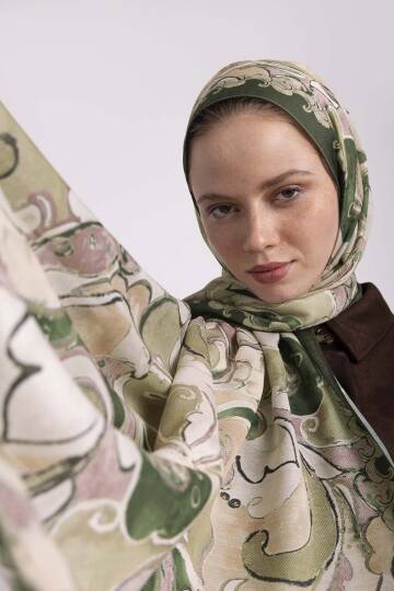 Mihrimah Koleksiyonu - Revak Yeşili Tek Taraf Şal - 7