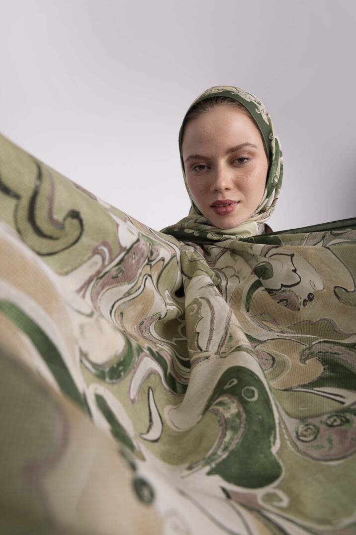 Mihrimah Koleksiyonu - Revak Yeşili Tek Taraf Şal - 8