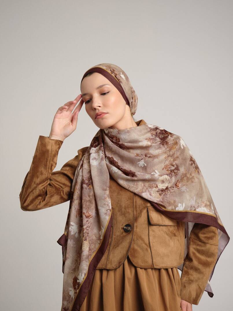 Mühr-i Gül Koleksiyonu - Kına Mührü Tek Taraf Şal - 3