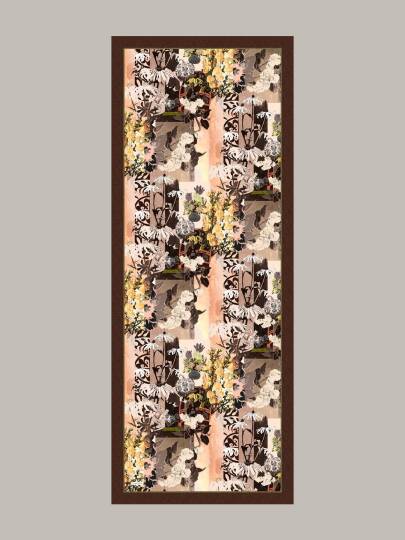 Nakkaş Avlusu Koleksiyonu - Kehribar Avlu Tek Taraf Şal - 7