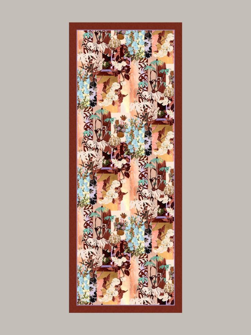 Nakkaş Avlusu Koleksiyonu - Kiremit Işığı Tek Taraf Şal - 5