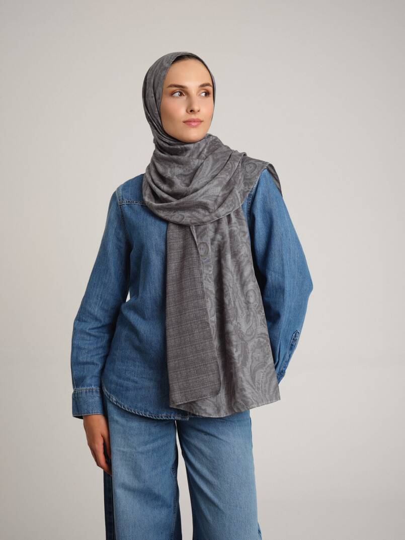 Nakkaşhâne Koleksiyonu - Gümüş Çift Taraf Şal - 1