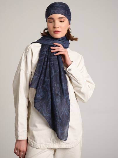 Nakkaşhâne Koleksiyonu - Lâciverd Nakkaş Çift Taraf Şal