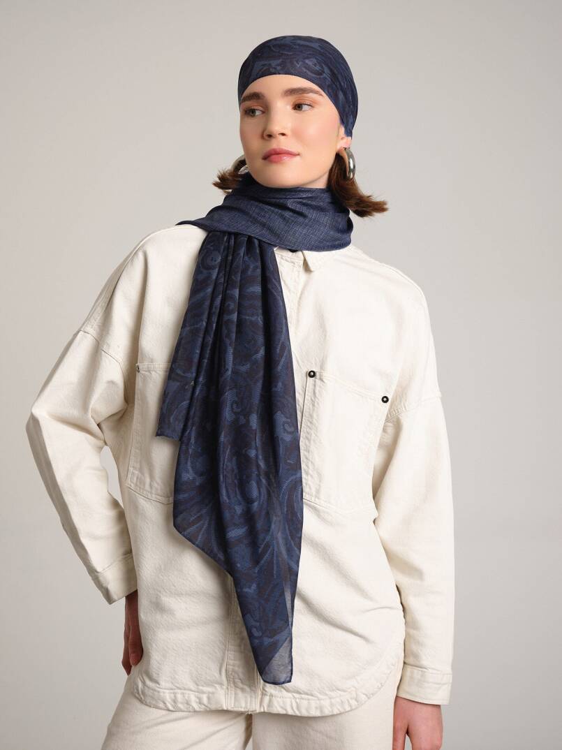 Nakkaşhâne Koleksiyonu - Lâciverd Nakkaş Çift Taraf Şal - 3