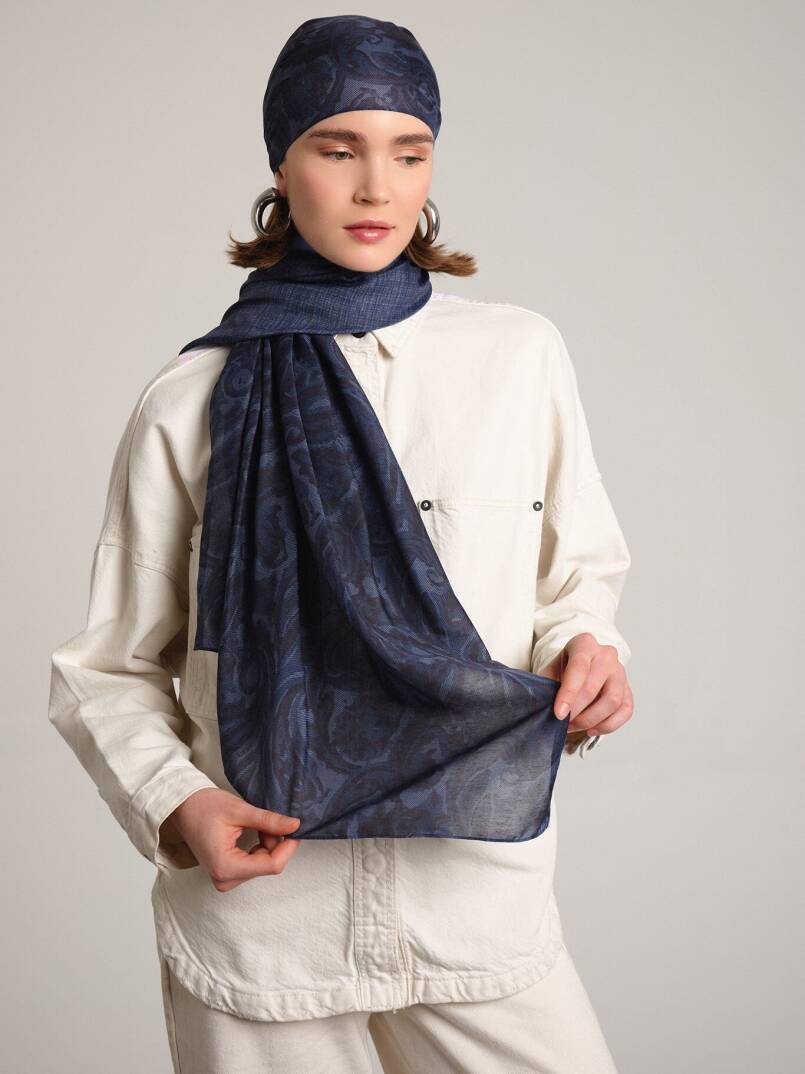 Nakkaşhâne Koleksiyonu - Lâciverd Nakkaş Çift Taraf Şal - 4