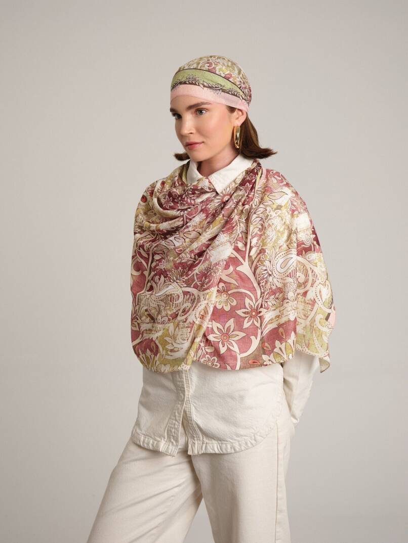 Nakkaşın Mührü Koleksiyonu - Gül Faslı Tek Taraf Şal - 3