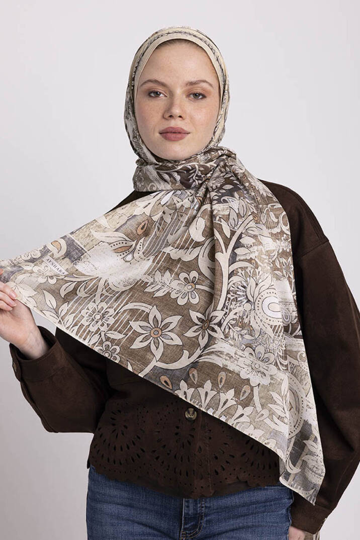 Nakkaşın Mührü Koleksiyonu - Keten Sayfa Tek Taraf Şal - 4