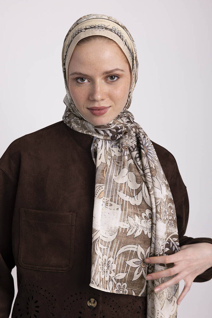 Nakkaşın Mührü Koleksiyonu - Keten Sayfa Tek Taraf Şal - 6