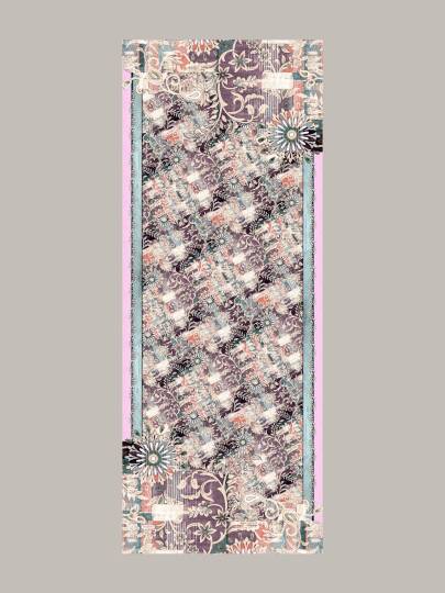 Nakkaşın Mührü Koleksiyonu - Leylak Mısra Tek Taraf Şal - 5