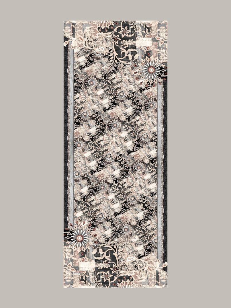 Nakkaşın Mührü Koleksiyonu - Mürekkep Gölge Tek Taraf Şal - 8