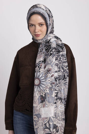 Nakkaşın Mührü Koleksiyonu - Mürekkep Gölge Tek Taraf Şal