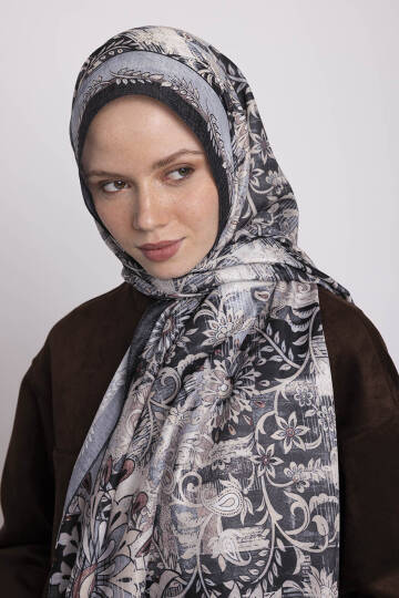 Nakkaşın Mührü Koleksiyonu - Mürekkep Gölge Tek Taraf Şal - 2