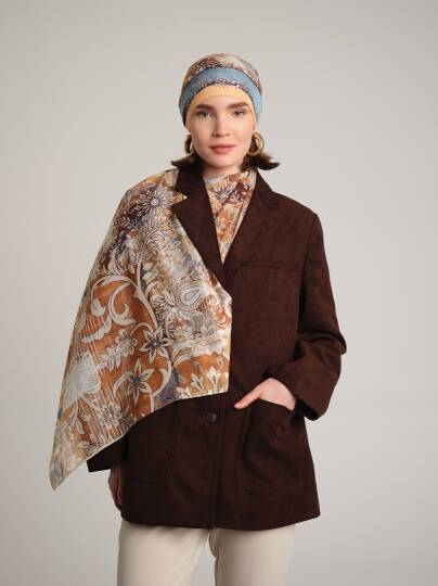 Nakkaşın Mührü Koleksiyonu - Safran Levha Tek Taraf Şal - 3