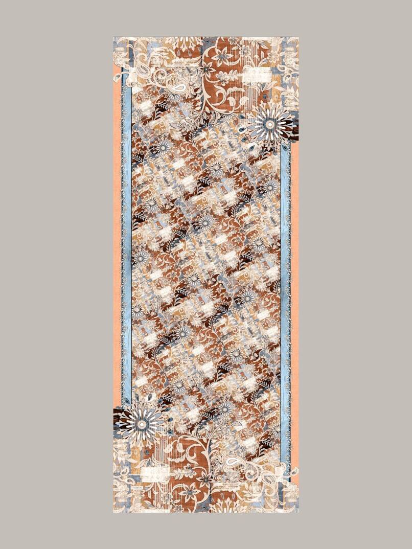 Nakkaşın Mührü Koleksiyonu - Safran Levha Tek Taraf Şal - 5