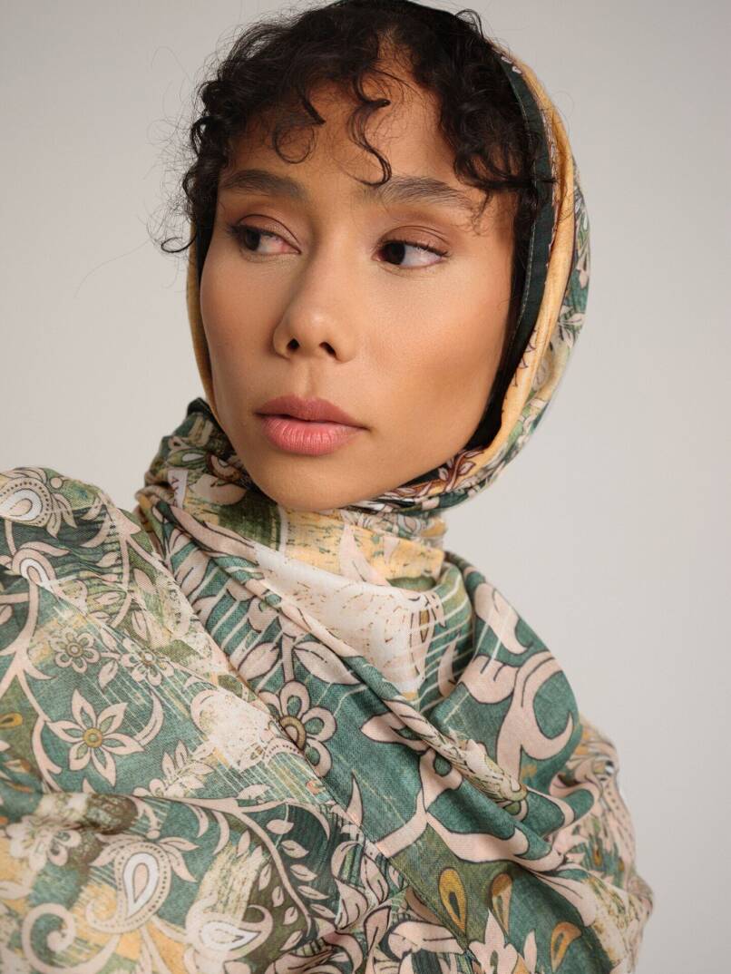 Nakkaşın Mührü Koleksiyonu - Zümrüt Satır Tek Taraf Şal - 4