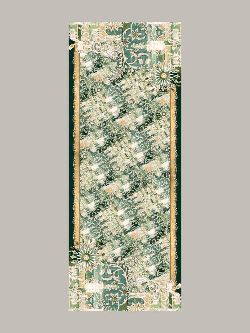 Nakkaşın Mührü Koleksiyonu - Zümrüt Satır Tek Taraf Şal - 5