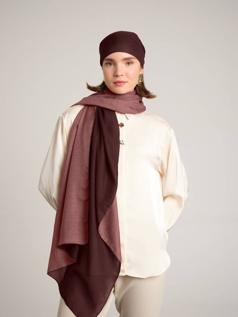 Nazenin Koleksiyonu - Gül Altını Çift Taraf Şal - 1