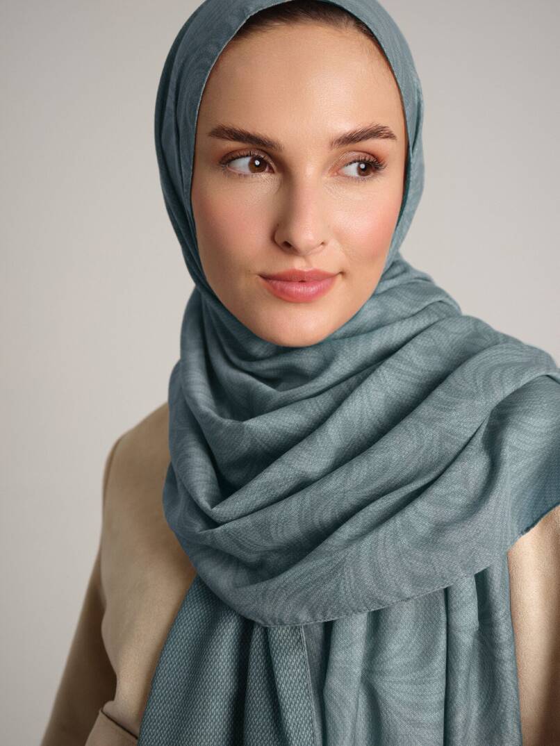 Rûmî Sema Koleksiyonu - Buz Mavi Çift Taraf Şal - 1