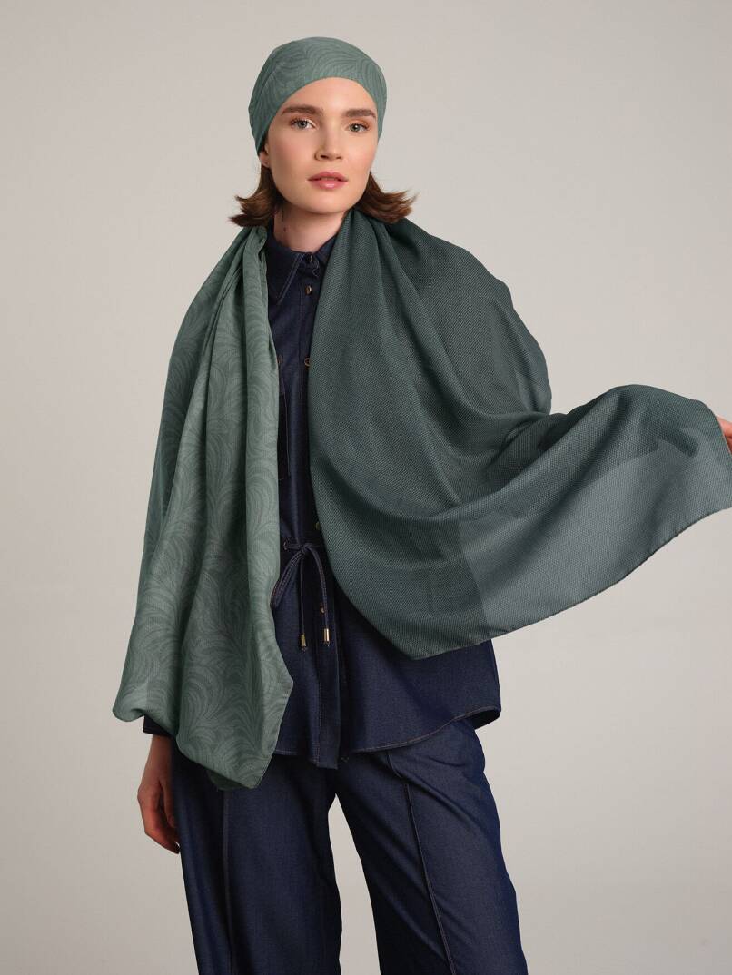 Rûmî Sema Koleksiyonu - Zeytin Gölgesi Çift Taraf Şal - 1