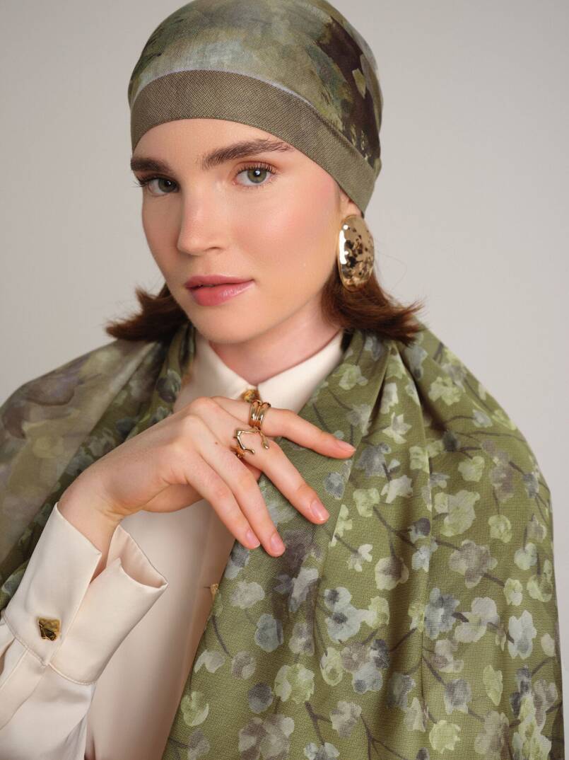 Şakayık Koleksiyonu - Adaçayı Çift Taraf Şal - 2