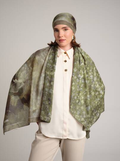 Şakayık Koleksiyonu - Adaçayı Çift Taraf Şal - 3