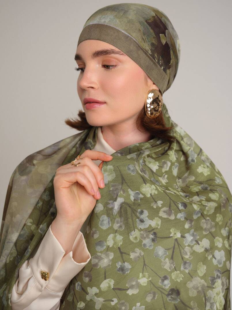 Şakayık Koleksiyonu - Adaçayı Çift Taraf Şal - 4