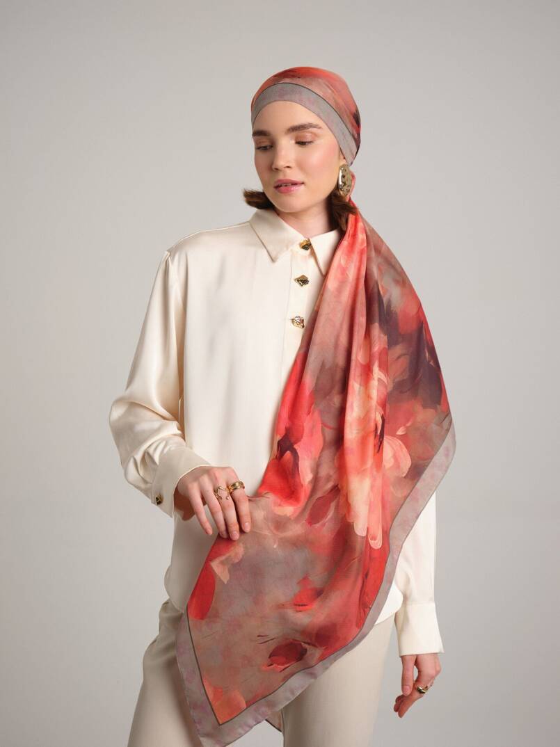 Şakayık Koleksiyonu - Alşafak Çift Taraf Şal - 3