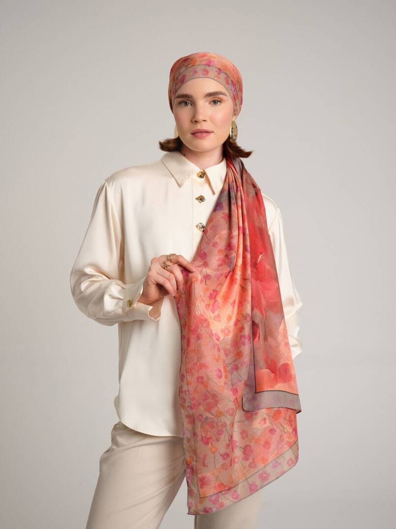 Şakayık Koleksiyonu - Alşafak Çift Taraf Şal - 4