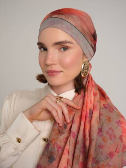 Şakayık Koleksiyonu - Alşafak Çift Taraf Şal - 5