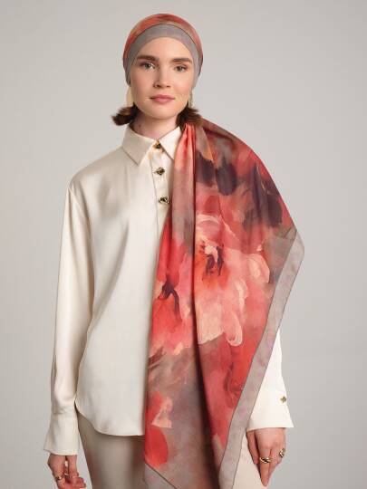 Şakayık Koleksiyonu - Alşafak Çift Taraf Şal - 6