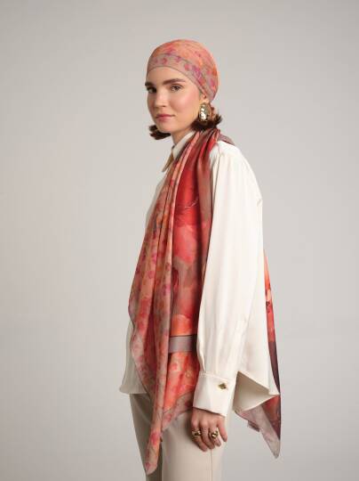 Şakayık Koleksiyonu - Alşafak Çift Taraf Şal - 8