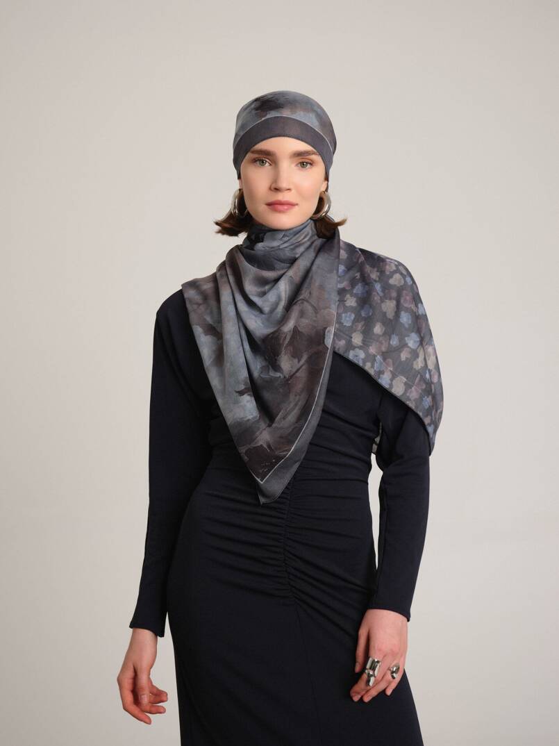 Şakayık Koleksiyonu - Kömür Çift Taraf Şal - 1