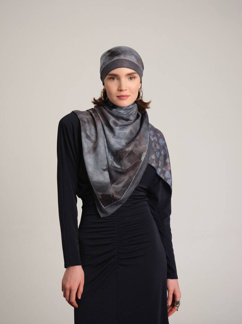 Şakayık Koleksiyonu - Kömür Çift Taraf Şal - 3