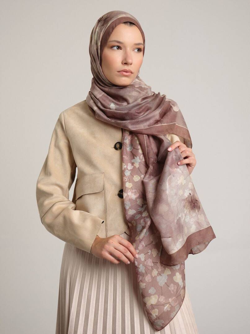Şakayık Koleksiyonu - Pudra Çift Taraf Şal - 1