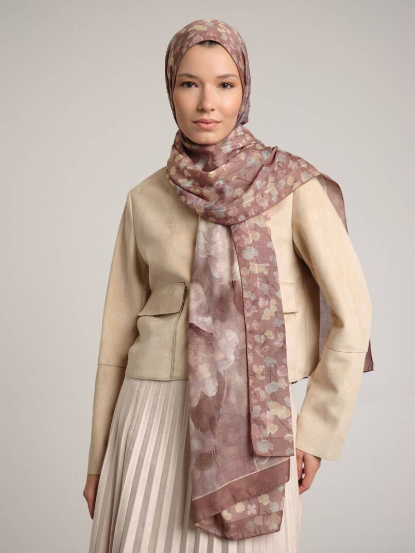 Şakayık Koleksiyonu - Pudra Çift Taraf Şal - 3
