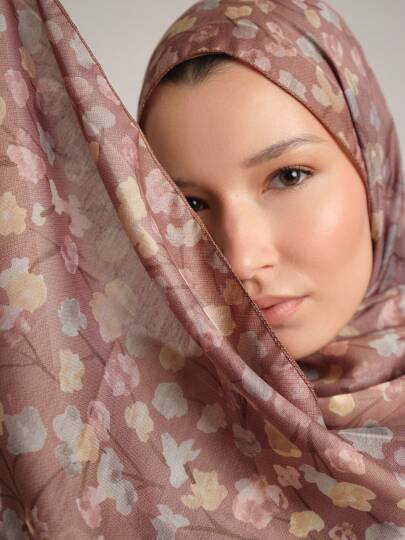 Şakayık Koleksiyonu - Pudra Çift Taraf Şal - 4