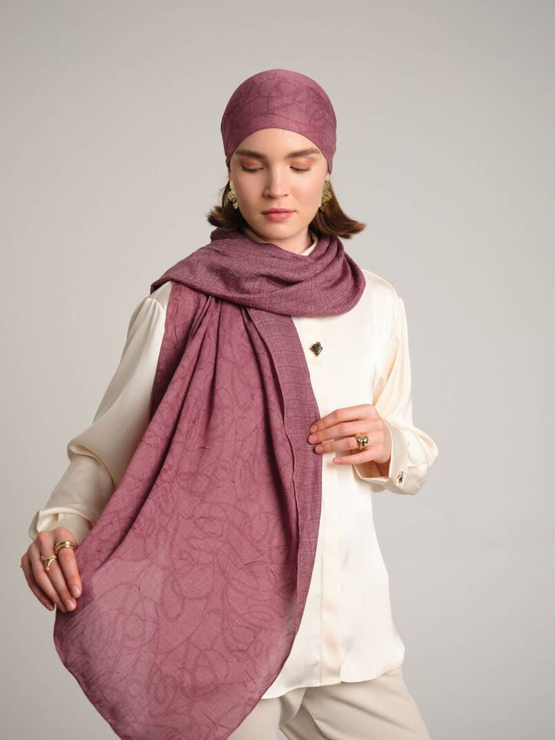 Şebnem Hattı Koleksiyonu - Akşam Eflatunu Çift Taraf Şal - 1