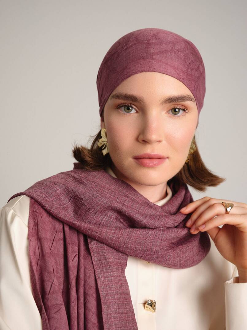 Şebnem Hattı Koleksiyonu - Akşam Eflatunu Çift Taraf Şal - 2