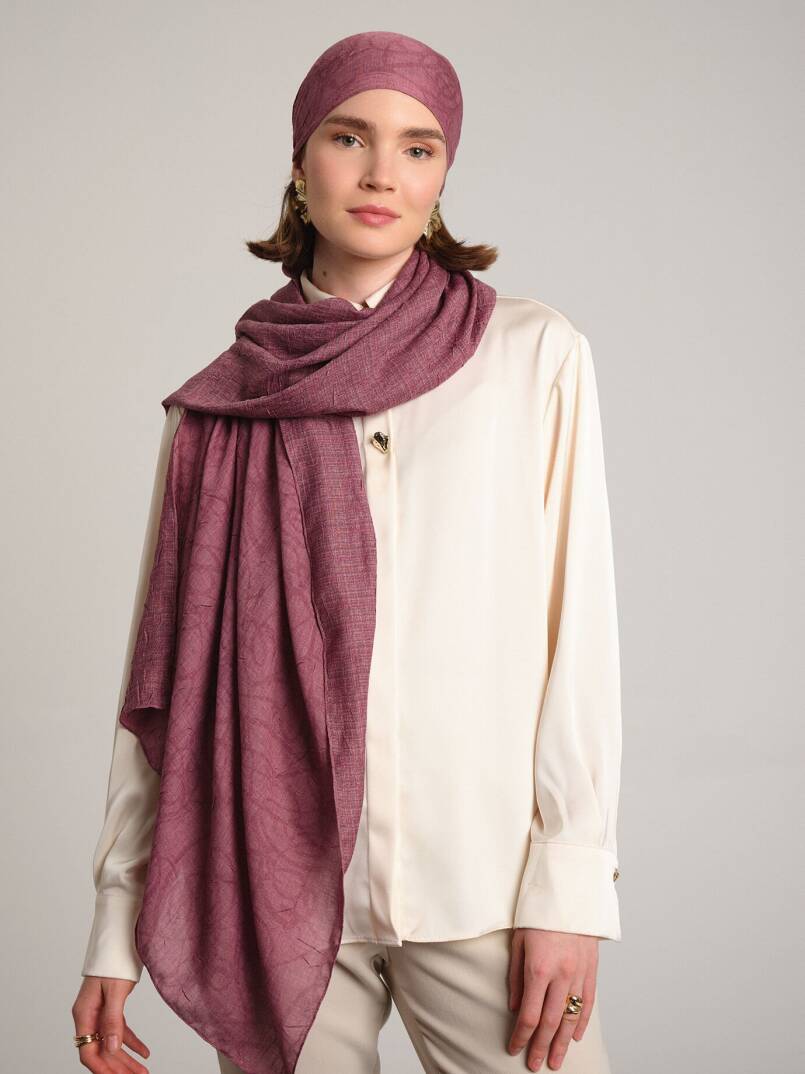 Şebnem Hattı Koleksiyonu - Akşam Eflatunu Çift Taraf Şal - 3