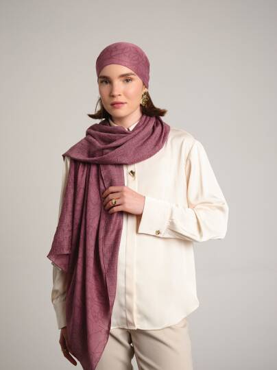 Şebnem Hattı Koleksiyonu - Akşam Eflatunu Çift Taraf Şal - 4