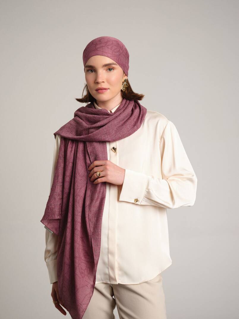 Şebnem Hattı Koleksiyonu - Akşam Eflatunu Çift Taraf Şal - 4