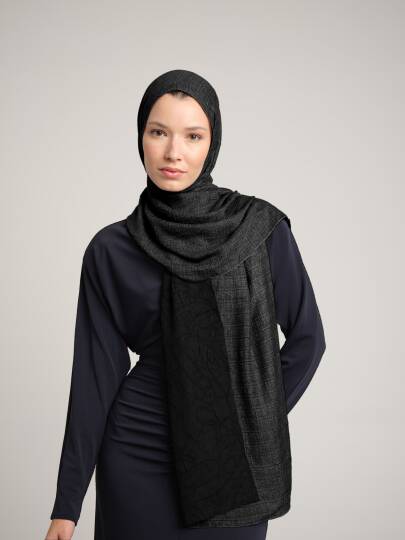 Şebnem Hattı Koleksiyonu - Antrasit Hattat Çift Taraf Şal