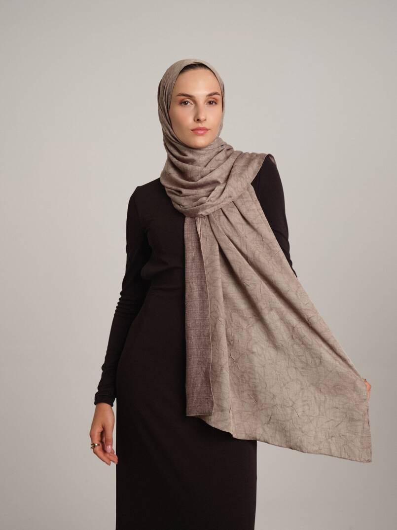 Şebnem Hattı Koleksiyonu - Duman Beji Çift Taraf Şal - 1