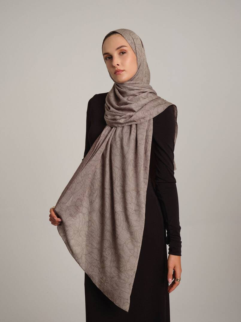Şebnem Hattı Koleksiyonu - Duman Beji Çift Taraf Şal - 5