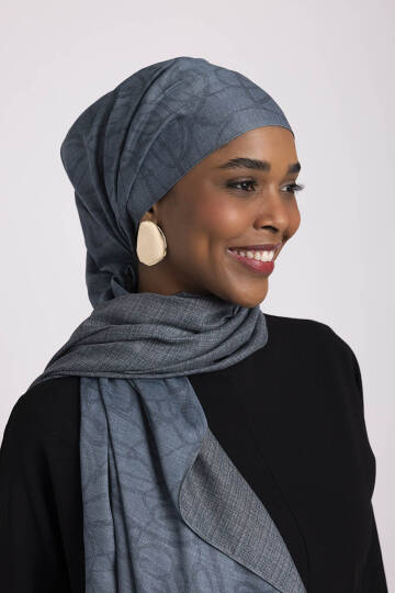 Şebnem Hattı Koleksiyonu - Gök Çini Çift Taraf Şal - 5