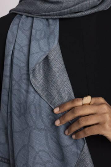 Şebnem Hattı Koleksiyonu - Gök Çini Çift Taraf Şal - 6